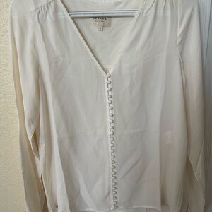 Sezane Cream Long Sleeve Buttoned Blouse